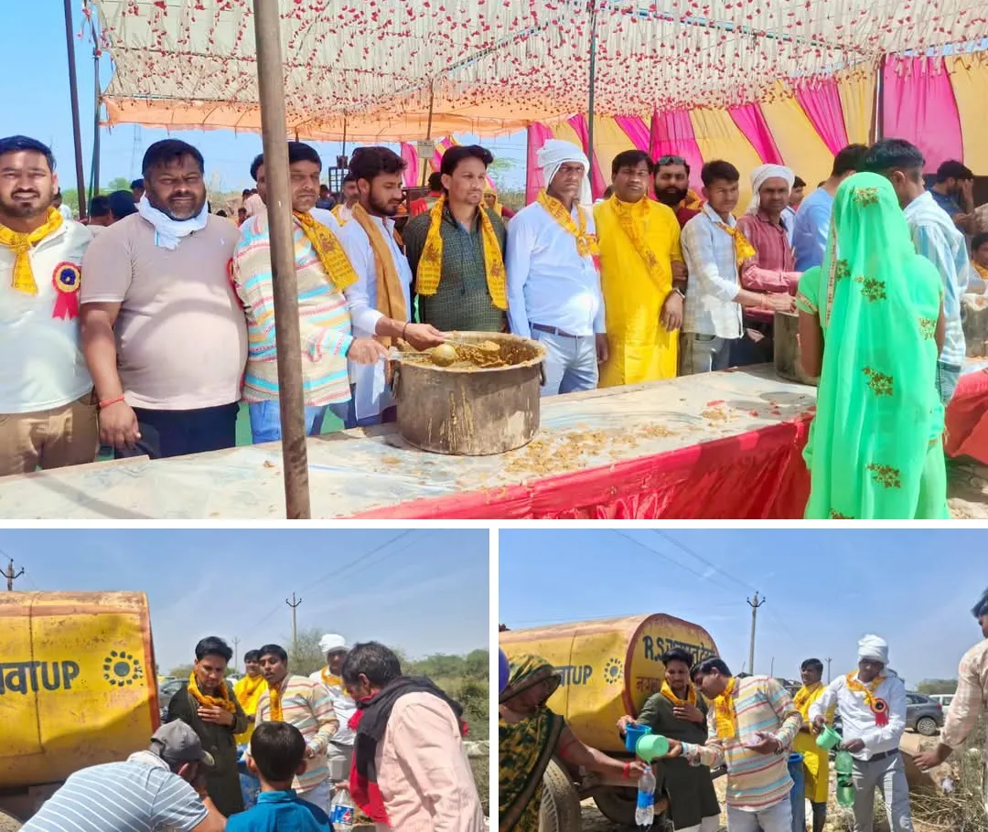 गैस की कमी के चलते  चूल्हे औऱ भट्टी पर बना भंडारा, हजारों श्रद्धालुओं ने भंडारा पाया 