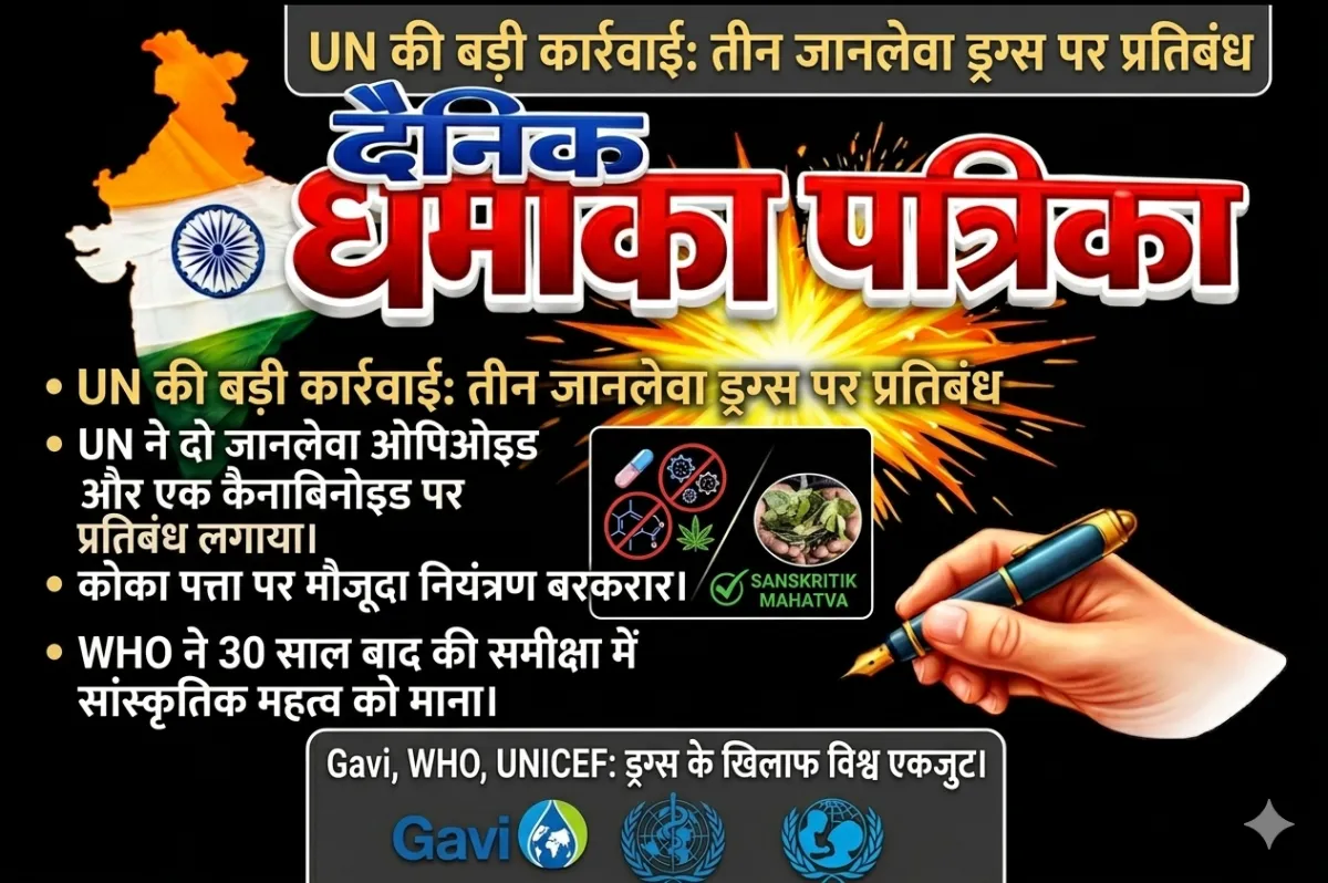 UN का बड़ा एक्शन: तीन जानलेवा सिंथेटिक ड्रग्स पर लगा प्रतिबंध, कोका पत्ता पर नियंत्रण बरकरार